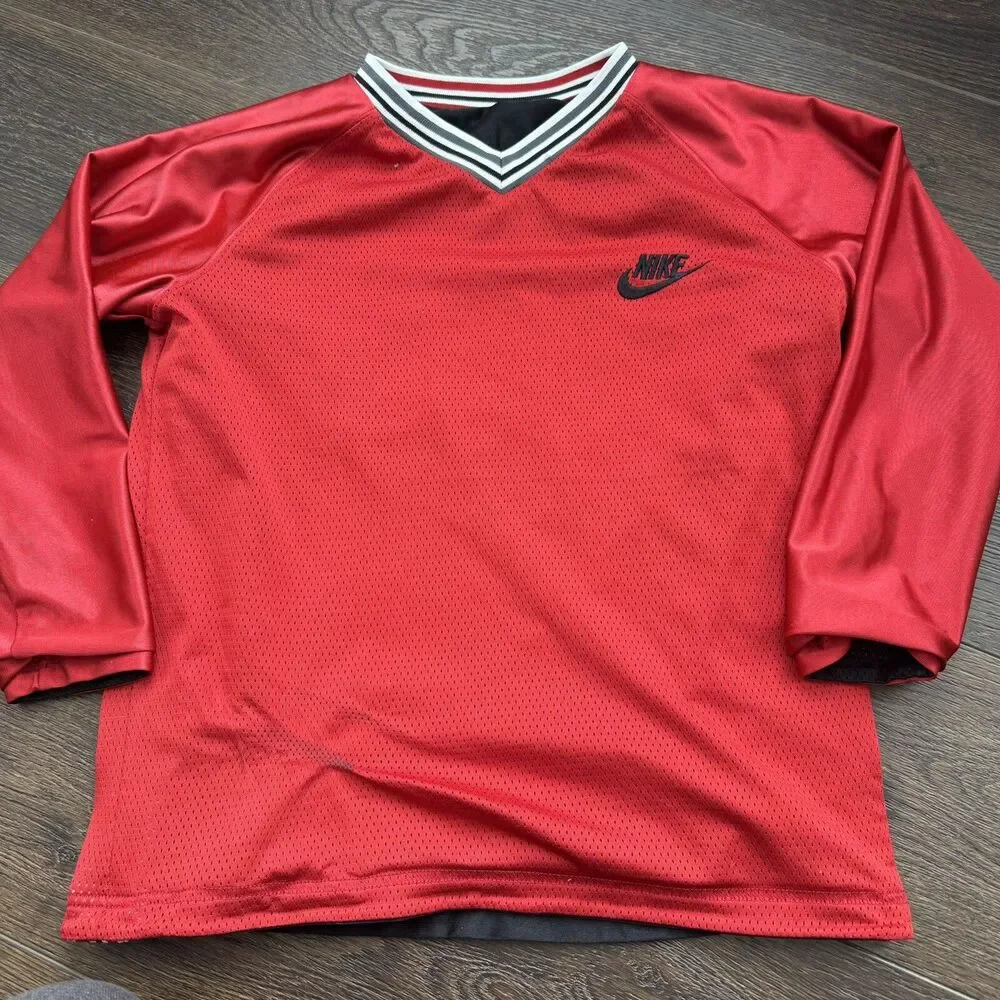Vtg Nike Jersey Baller Reversible Basketball Court Shirt Red Black; YOUTH Sz L